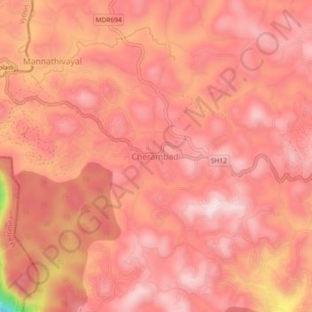 Cherambadi topographic map, elevation, terrain