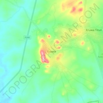 Eruwa topographic map, elevation, terrain