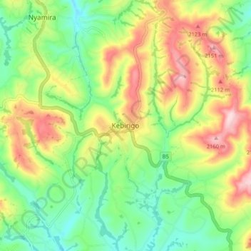 Kebirigo topographic map, elevation, terrain