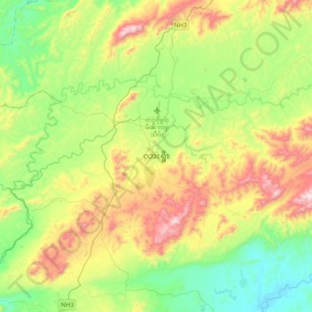 Lashio topographic map, elevation, terrain