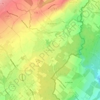 Bois-Chatton topographic map, elevation, terrain