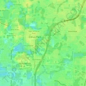 Woodbriar West topographic map, elevation, terrain