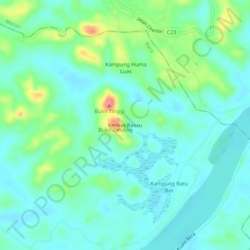 Kening Rasau topographic map, elevation, terrain