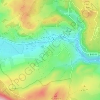 Whitton topographic map, elevation, terrain