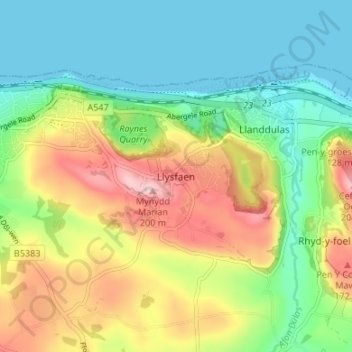 Llysfaen topographic map, elevation, terrain