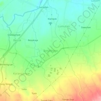 Botolinggo topographic map, elevation, terrain