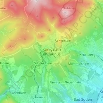 Königstein im Taunus topographic map, elevation, terrain
