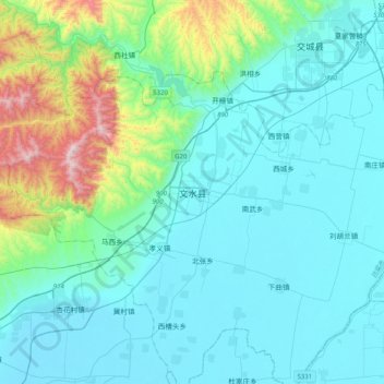 Wenshui topographic map, elevation, terrain