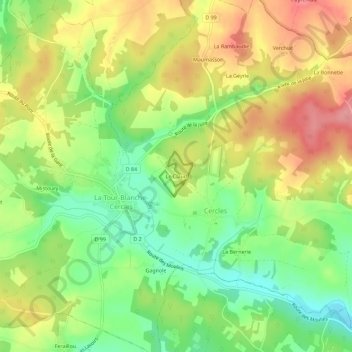 Le Claud topographic map, elevation, terrain