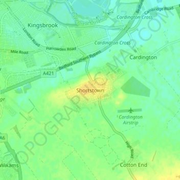 Shortstown topographic map, elevation, terrain