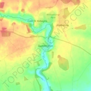 Quenington topographic map, elevation, terrain