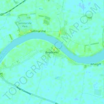 Reedness topographic map, elevation, terrain