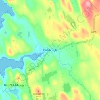 Carloway topographic map, elevation, terrain