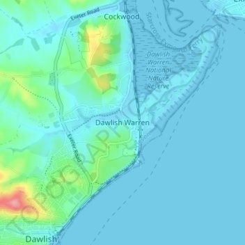 Dawlish Warren topographic map, elevation, terrain