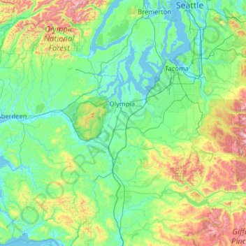 Thurston topographic map, elevation, terrain