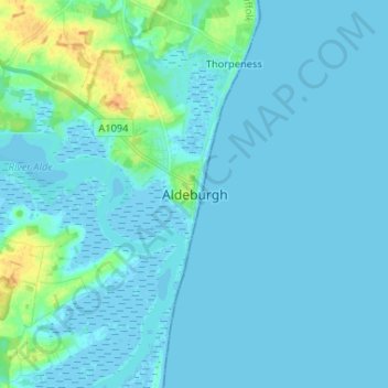 Aldeburgh topographic map, elevation, terrain