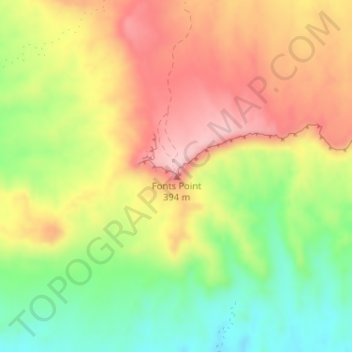 Fonts Point topographic map, elevation, terrain