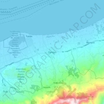Zipari topographic map, elevation, terrain