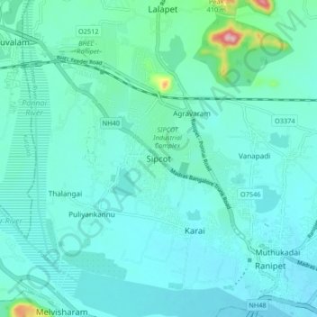 Sipcot topographic map, elevation, terrain