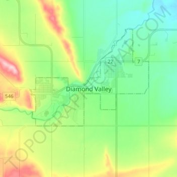 Diamond Valley topographic map, elevation, terrain