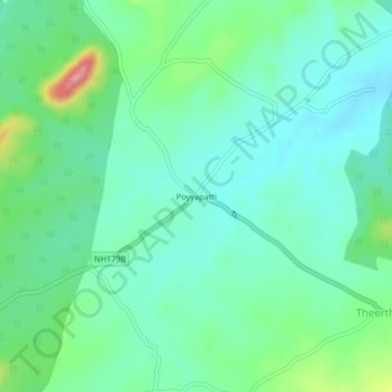 Poyyapatti topographic map, elevation, terrain