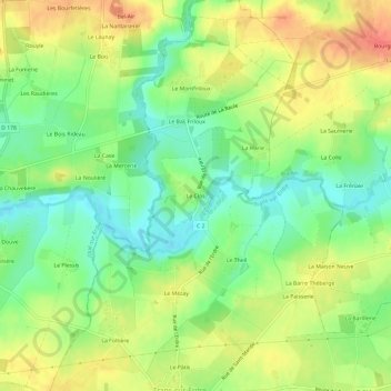 Le Clos topographic map, elevation, terrain