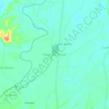 Pambisan Malaki topographic map, elevation, terrain