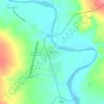 Caiundo topographic map, elevation, terrain