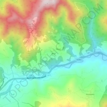 Brioli topographic map, elevation, terrain