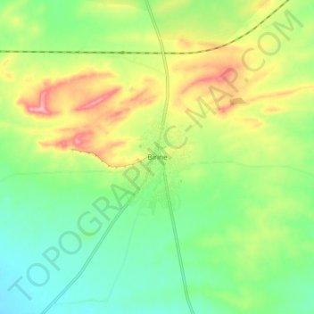 Birine topographic map, elevation, terrain