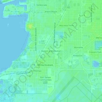 Manors at Manhattan topographic map, elevation, terrain