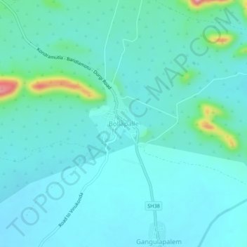 Bollapalle topographic map, elevation, terrain