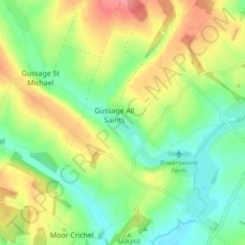 Gussage All Saints topographic map, elevation, terrain