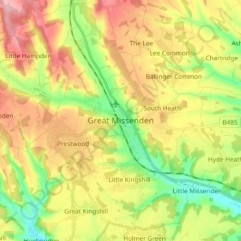 Great Missenden topographic map, elevation, terrain