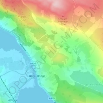 Tulloch topographic map, elevation, terrain