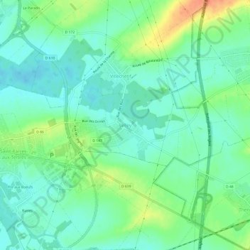 Belley topographic map, elevation, terrain