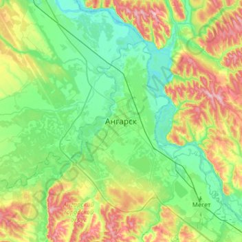 Ангарск topographic map, elevation, terrain