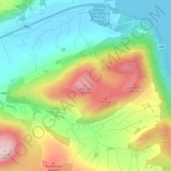 Sale Fell topographic map, elevation, terrain