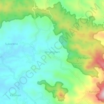 Winongsari topographic map, elevation, terrain