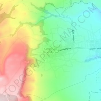 San Rafael Ixtapalucan topographic map, elevation, terrain