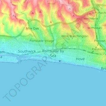 Portslade by Sea topographic map, elevation, terrain
