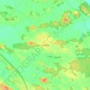 Lundby topographic map, elevation, terrain