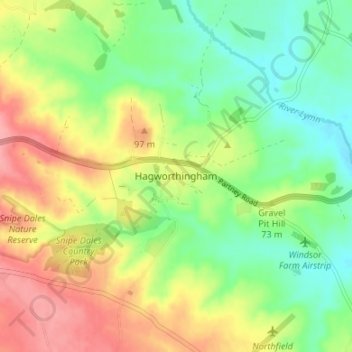 Hagworthingham topographic map, elevation, terrain