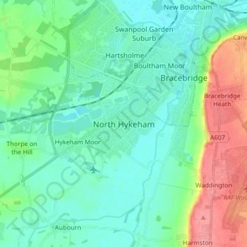 North Hykeham topographic map, elevation, terrain