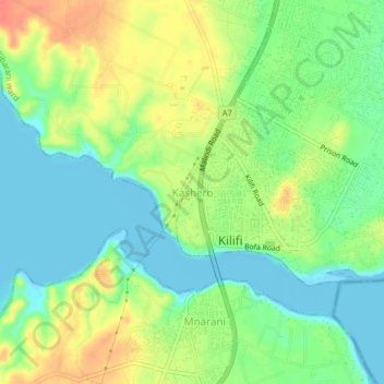 Kashero topographic map, elevation, terrain