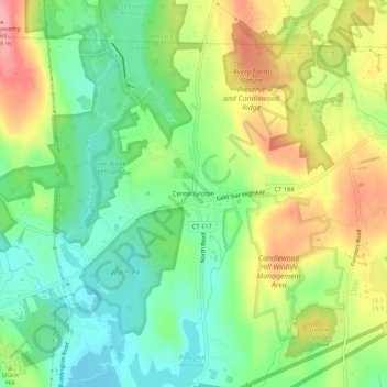 Center Groton topographic map, elevation, terrain