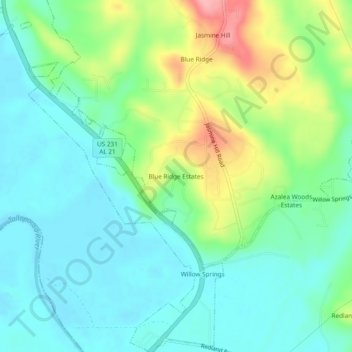 Blue Ridge Estates topographic map, elevation, terrain