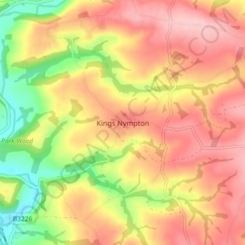 Kings Nympton topographic map, elevation, terrain