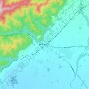 Featherston topographic map, elevation, terrain