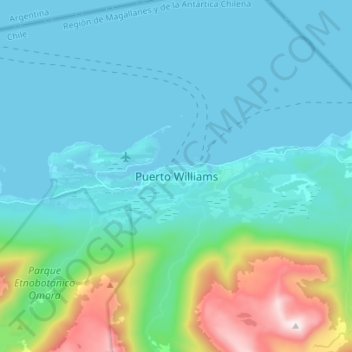 Puerto Williams topographic map, elevation, terrain